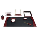 Burgundy Red 8 Piece Contemporary Leather Desk Set